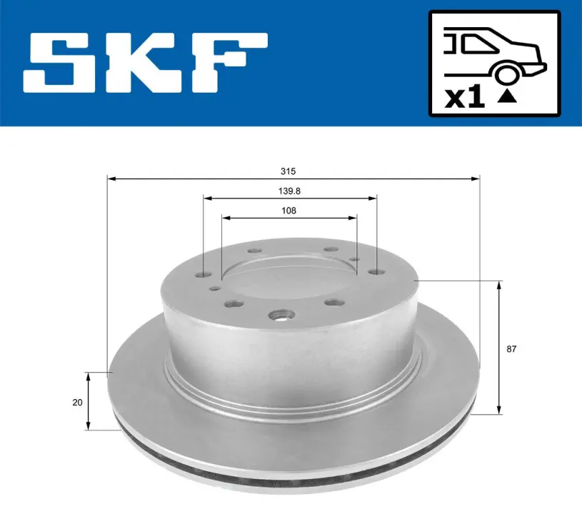 HYUNDAI гальмівний диск передн TERRACAN 2.9 CRDi SKF VKBD90933V1 (фото 1)