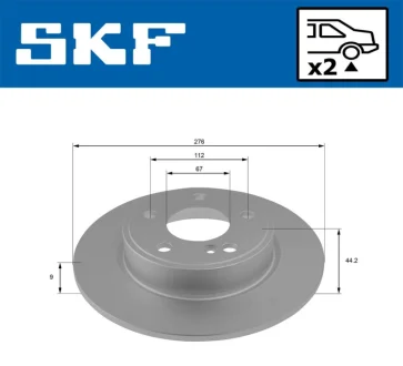 DB диск гальмівний задн. A176 12- SKF VKBD91065S2