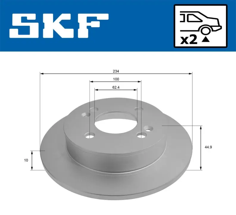 HYUNDAI Гальмівний диск задній i10 II (BA, IA) 1.0/1.2 13-19 SKF VKBD91088S2 (фото 1)