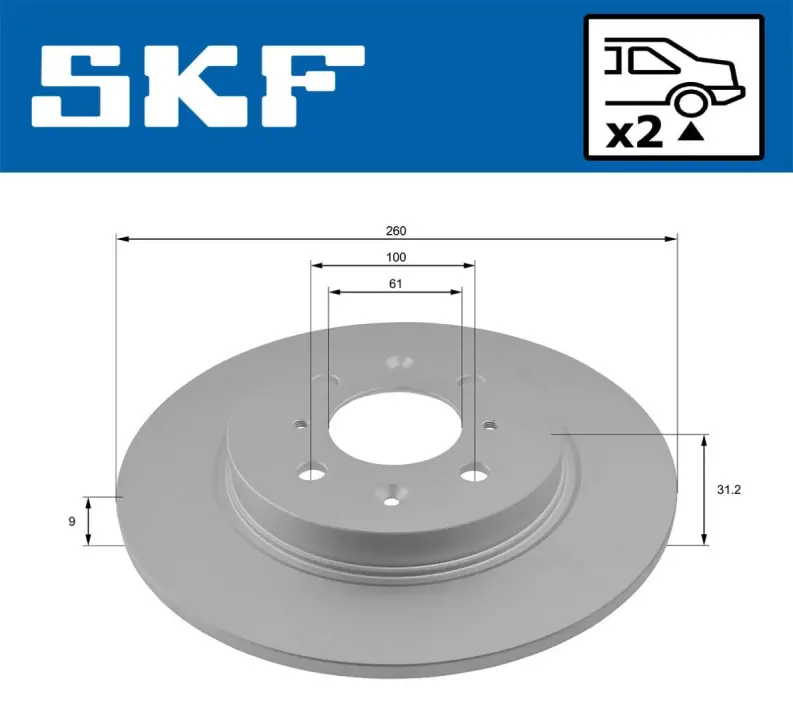 HONDA Гальмівний диск задн. INSIGHT 1.3 09- SKF VKBD91128S2 (фото 1)