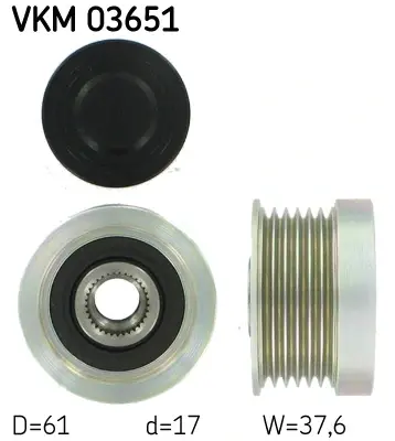 Шків генератора VOLVO C70 I, S40 I, S60 I, S70, S80 I, V40, V70 I, V70 II, XC70 I, XC90 I 1.8LPG-3.0 12.95-12.14 SKF VKM 03651 (фото 1)