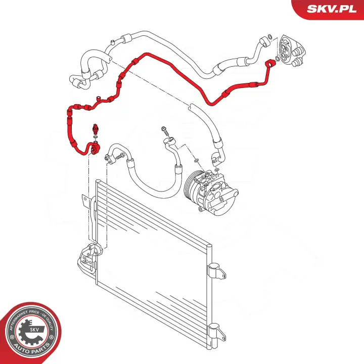 Трубка кондиционера высокого давления с sensor High pressure line air conditioning AUDI A3 SEAT Alte SKV GERMANY 43SKV552 (фото 1)