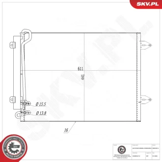 Радиатор кондиционера VW CC B7 Passat B6 B7, 3C0820411C SKV GERMANY 86SKV013