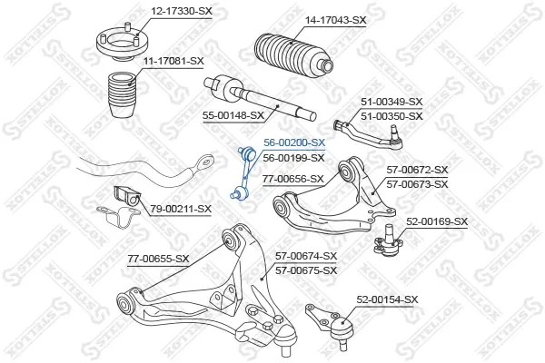 Тяга стабілізатора переднього ліва STELLOX 5600200SX (фото 1)