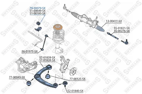 Втулка стабілізатора переднього D-22mm STELLOX 7900079SX (фото 1)