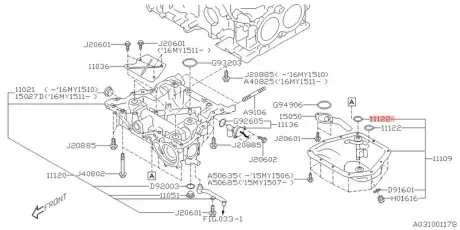 Кільце ущільнювальне SUBARU 11122-AA350