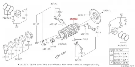 Вал коленчатый SUBARU 12200AA510