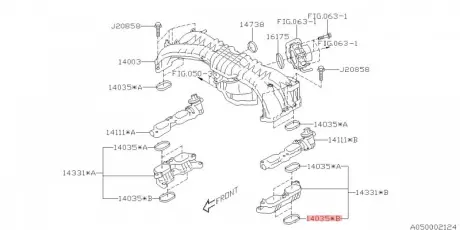 Прокладка впускного коллектора SUBARU 14035AA630