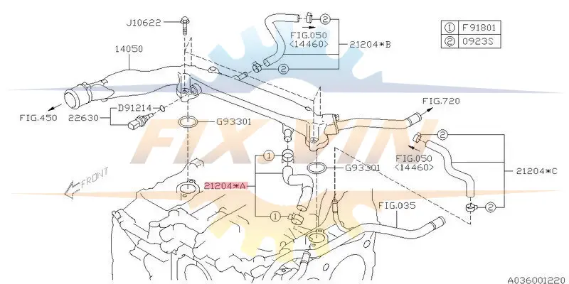 Шланг системи охолодження водяний SUBARU 21204AA910 (фото 1)