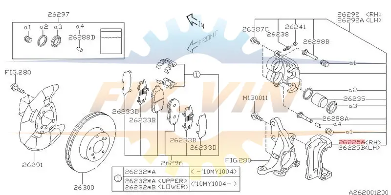 Скоба гальмівного супорта SUBARU 26225AG080 (фото 1)