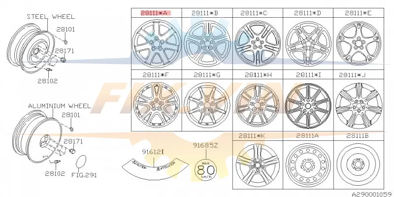 Диск стальной колесный (черные металлы) SUBARU 28111FE381 (фото 1)