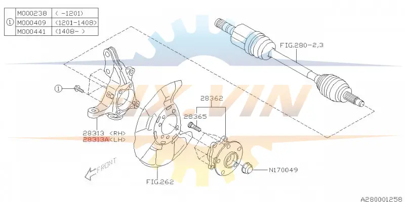 Важіль/тяга SUBARU 28313AG030 (фото 1)