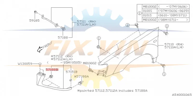 Кліпса облицювання фари SUBARU 57160FC010 (фото 1)