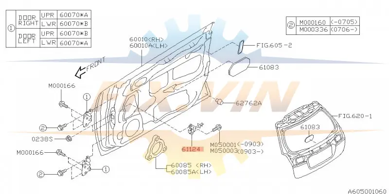 Обмежувач відкривання передніх дверей SUBARU 61124AG002 (фото 1)