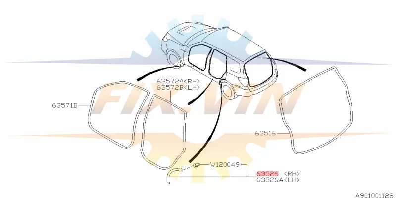 Резинка уплотняющая передней двери SUBARU 63526SC000 (фото 1)