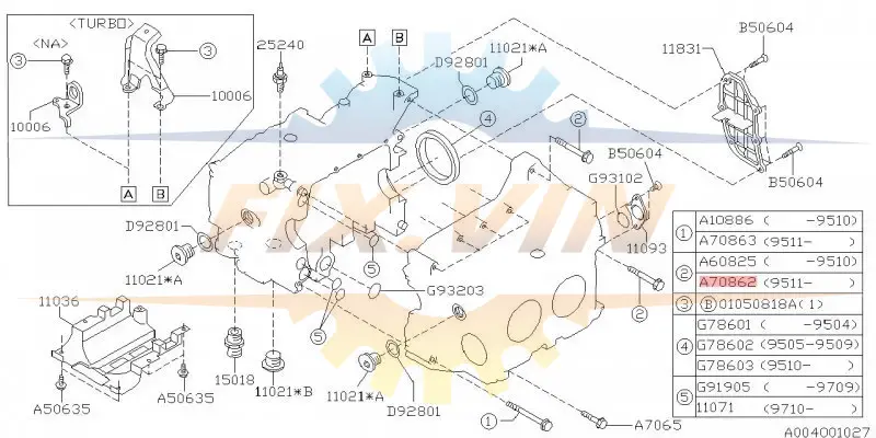 Болт блока циліндрів SUBARU 800708620 (фото 1)