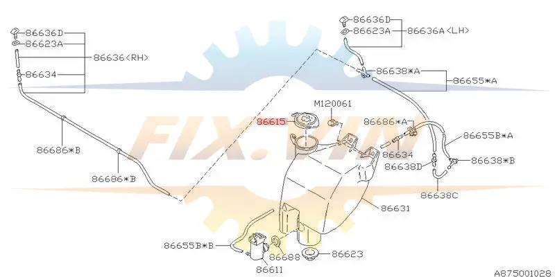 Кришка бачка омивача SUBARU 86615AA060 (фото 1)