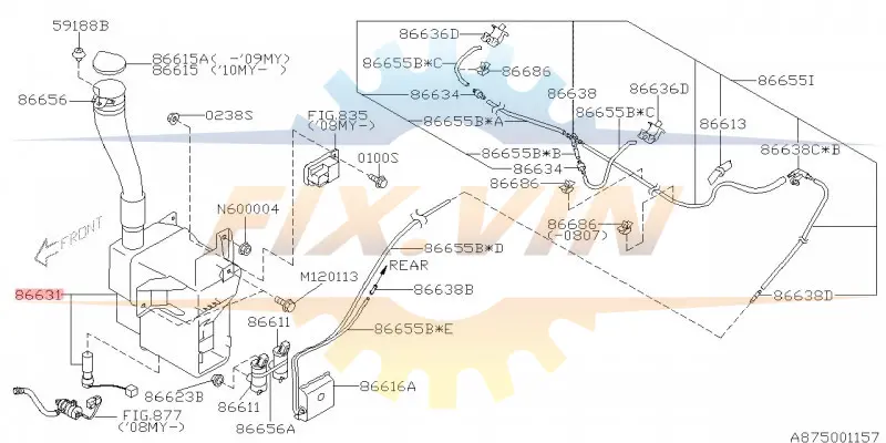 Бачок омывателя лобового стекла SUBARU 86631XA00A (фото 1)