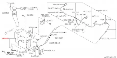 Бачок омывателя лобового стекла SUBARU 86631XA00A