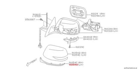 Кришка наружного зеркала SUBARU 91054AJ231