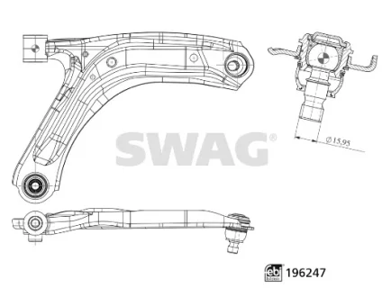 Важіль підвіски з сайлентблоком і кульовою опорою (Swag) SWAG 33112084
