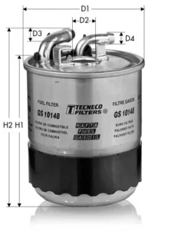 Фiльтр паливний (з отвором для датчика води) Tecneco GS10148