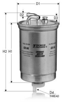 Фільтр паливний VAG Diesel (дві трубки) Tecneco GS66