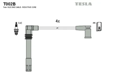 Провід високовольтні (к-кт) SKODA OCTAVIA I 1.8i BLATNA TESLA T002B