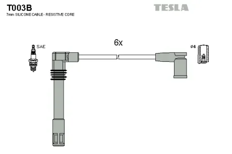 Провода высоковольтные (к-кт) AUDI A6 (C5) 2.4, 2.8i BLATNA TESLA T003B