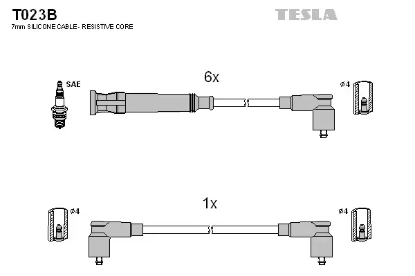 Провід високовольтний, комплект Bmw 3 (E30), 5 (E28) BLATNA TESLA T023B (фото 1)