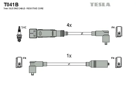 Провід високовольтні (к-кт) SKODA OCTAVIA I 1.6i BLATNA TESLA T041B