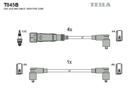 Провід високовольтний, комплект VW Caddy II 1.6i BLATNA TESLA T045B