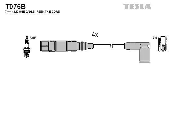 Провід високовольтні (к-кт) SKODA OCTAVIA (I,II)/ VW GOLF (IV,V,VI) 1.6i BLATNA TESLA T076B (фото 1)
