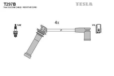 Провід високовольтні (к-кт) Mazda 6 (02-08) 1.8, 2.0, 2.3i BLATNA TESLA T297B