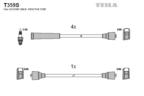 Провід свічкові 2121-21213 карб (+ провід котушки) (силікон) Tesla TESLA T359S