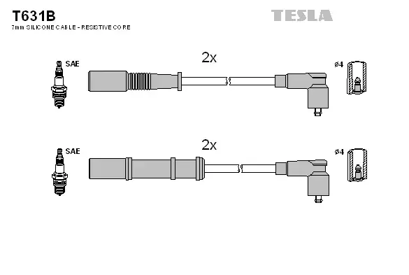 Провід високовольтні (к-кт) FIAT DOBLO (05-) 1.4i BLATNA TESLA T631B (фото 1)