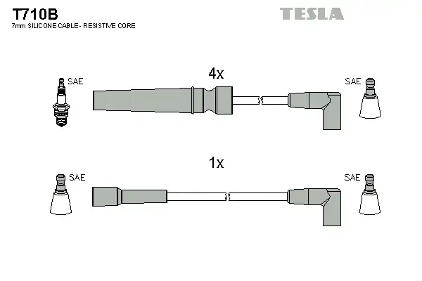 Провода свічкові Нескія 1,5 16V/Есперо (силікон) Tesla TESLA T710B (фото 1)