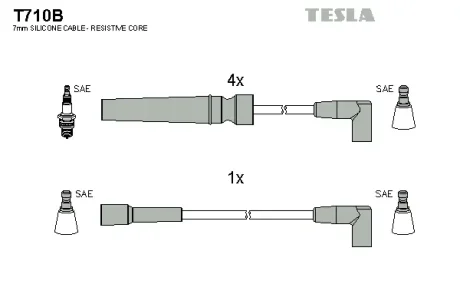 Провода свічкові Нескія 1,5 16V/Есперо (силікон) Tesla TESLA T710B