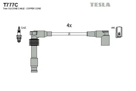 Провід свічкові Лачетти 1,8 (силікон) Tesla TESLA T777C