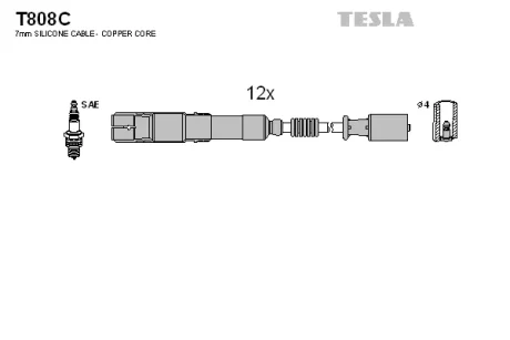 Провода высоковольтные (к-кт) MB C-CLASS (W203), E-CLASS (W210,W211) TES TESLA T808C
