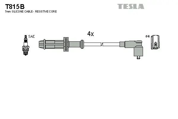 Провід високовольтні (к-кт) CITROEN BERLINGO (96-11) 1.1, 1.4i BLATNA TESLA T815B (фото 1)