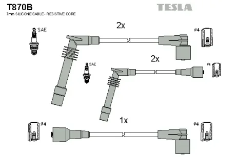 Провід високовольтний, комплект Opel Vectra B 1.6i BLATNA TESLA T870B