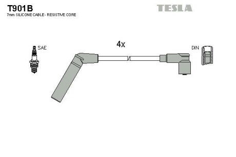 Провода высоковольтные, комплект Mitsubishi Colt v 1.5 (99-03) TESLA T901B