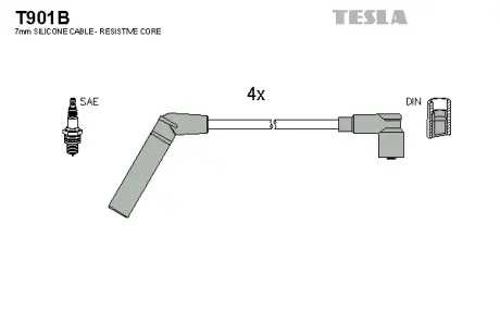 Провід високовольтний, комплект Mitsubishi Colt V (99-03) 1.5i BLATNA TESLA T901B