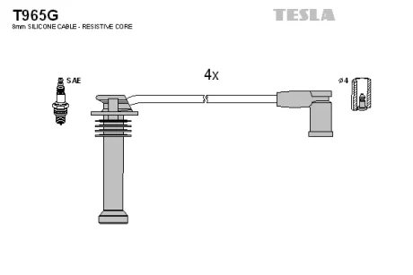 Провід високовольтний, комплект Ford Mondeo III 1.8, 2.0i BLATNA TESLA T965G