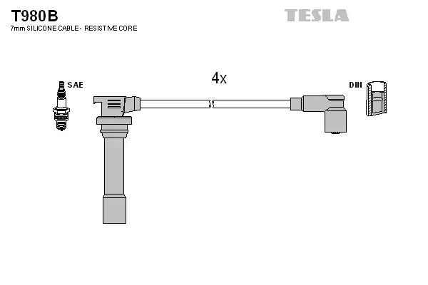 Провід високовольтний, комплект Mazda 323 V 1.5i BLATNA TESLA T980B (фото 1)