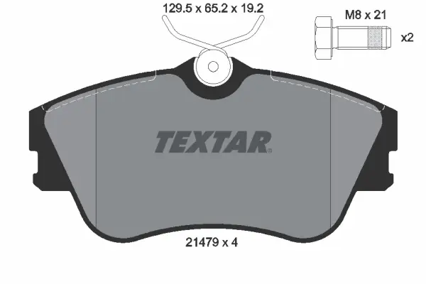 Комплект гальмівних колодок передн, VW CALIFORNIA T4 CAMPER, TRANSPORTER T4 1.8-2.8 07.90-06.03 TEXTAR 2147902 (фото 1)