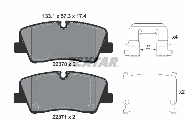 Комплект гальмівних колодок задн, HYUNDAI H350 2.5D 04.15- TEXTAR 2237001 (фото 1)