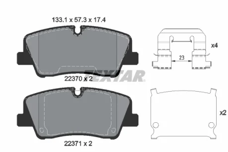 Комплект гальмівних колодок задн, HYUNDAI H350 2.5D 04.15- TEXTAR 2237001