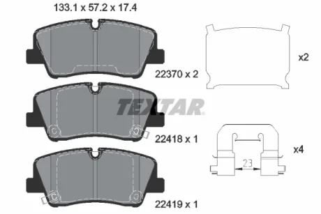 Комплект гальмівних колодок задн, HYUNDAI H350 2.5D 04.15- TEXTAR 2241801